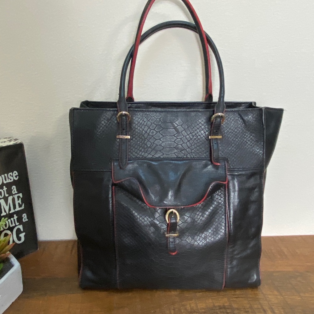 Rare Henri Bendel Black Leather Tote Purse